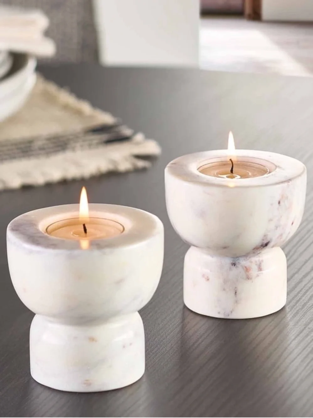 BHG NWT 2pc marble taper/tealight holder